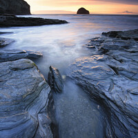 Buy canvas prints of Trebarwith Strand Sunset by Andrew Ray