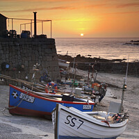 Buy canvas prints of Boats at Sunset (Sennen Cove) by Andrew Ray