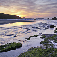 Buy canvas prints of Porth Beach at Sunset by Andrew Ray