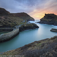 Buy canvas prints of Boscastle Harbour Entrance at sunset by Andrew Ray