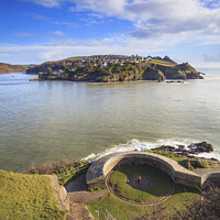 Buy canvas prints of Polruan from St Catherines Castle by Andrew Ray
