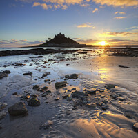 Buy canvas prints of Marazion Beach at sunset by Andrew Ray