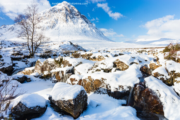 Buachaille Etive Mor in snow Picture Board by Howard Kennedy
