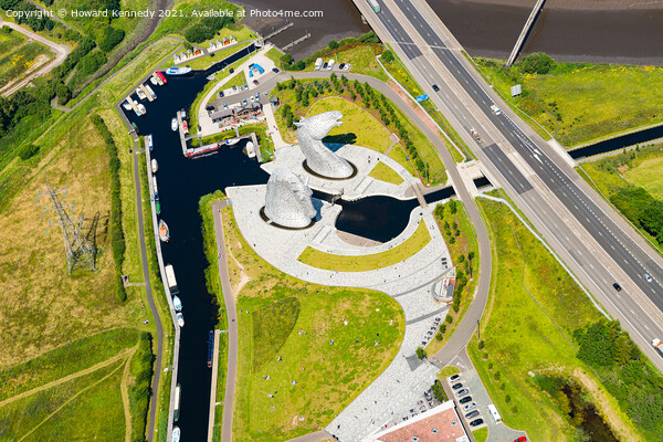 The Kelpies from the air Picture Board by Howard Kennedy