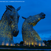 Buy canvas prints of The Kelpies at The Helix, Scotland by Howard Kennedy