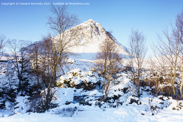 Buachaille Etive Mor in snow Picture Board by Howard Kennedy