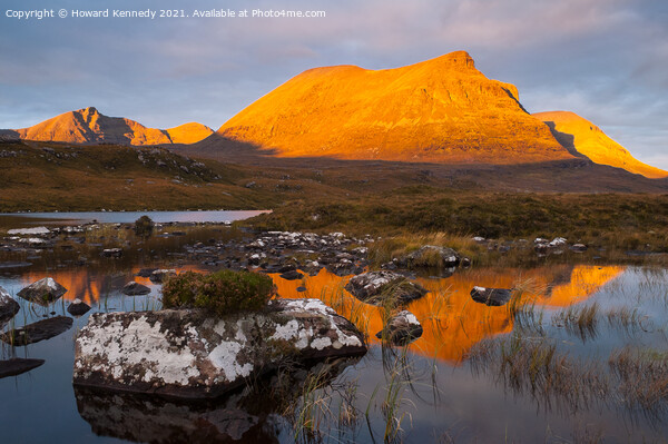 Dawn light on Quinag in Sutherland Picture Board by Howard Kennedy