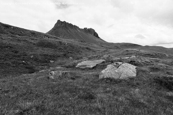 Stac Pollaidh, Sutherland, Scotland, in monochrome Picture Board by Howard Kennedy