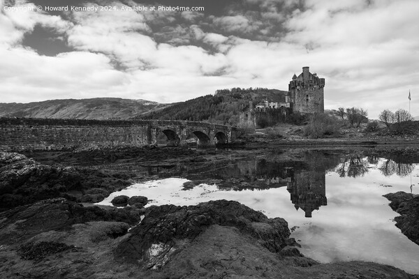 Eilean Donan Castle, Scotland monochrome Picture Board by Howard Kennedy