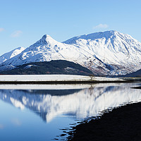 Buy canvas prints of Pap of Glencoe reflected on Loch Leven in Winter by Howard Kennedy