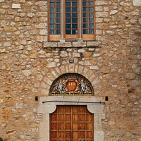 Buy canvas prints of Mediterranean Romanesque building doorway by Miguel Herrera