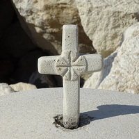 Buy canvas prints of  Miniature stone cross by Sharon Bowman