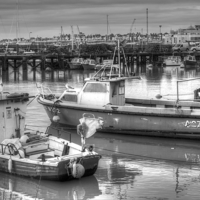 Buy canvas prints of  Bridlington Harbor boats by Richard Auty