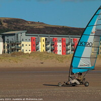 Buy canvas prints of Sand Yachting Swansea bay and marina by Jane Emery