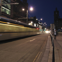 Buy canvas prints of  Tram in Edinburgh by Jane Emery