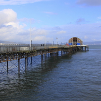 Buy canvas prints of  Mumbles Pier and New Lifeboat House by Jane Emery