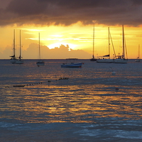 Buy canvas prints of  Sunset Over Carlisle Bay by Jane Emery