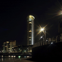 Buy canvas prints of  Swansea Marina at Night by Jane Emery