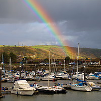 Buy canvas prints of Rainbows over Burry Port Habour by Jane Emery