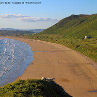 Buy canvas prints of panoramic views of Rhossili Bay by Jane Emery