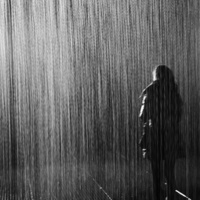 Buy canvas prints of Lone figure standing in the rain by Jeremy Moseley