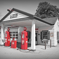 Buy canvas prints of  Route 66 Gas Station by Carolyn Farthing-Dunn