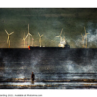 Buy canvas prints of Moody Scene of Iron Man and Tanker on River Mersey by Ash Harding