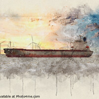 Buy canvas prints of Tugboats and Tanker Digi Art  by Ash Harding