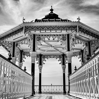 Buy canvas prints of Black & White Bandstand  by Louise Wilden