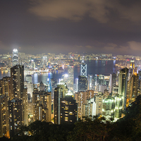 Buy canvas prints of  Hong Kong at night by Louise Wilden