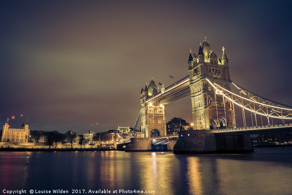 Tower Bridge at night. Picture Board by Louise Wilden