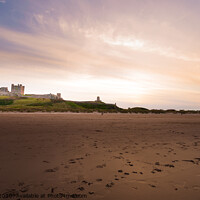 Buy canvas prints of Bamburgh Castle at sunset by Louise Wilden