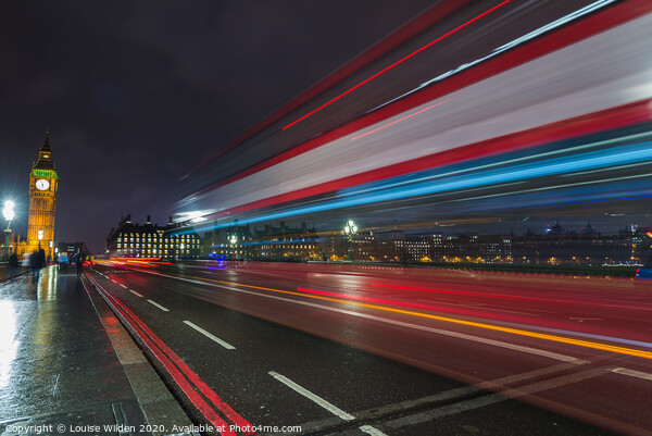 London Bus lights at night Picture Board by Louise Wilden