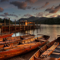 Buy canvas prints of Derwent Water Sunset by Antony Burch