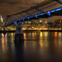 Buy canvas prints of  Millennium Bridge at night by Antony Burch