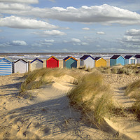 Buy canvas prints of Soutwold beach huts at gun hill by Antony Burch