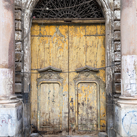 Buy canvas prints of What is behind the yellow door ? by Dave Carroll