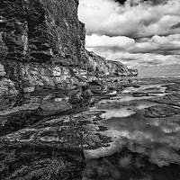 Buy canvas prints of Jurassic Coast, England : Black and White by Dave Carroll