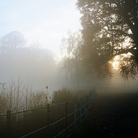 Buy canvas prints of  misty morning sunrise over pond  in Hampstead - h by Heaven's Gift xxx68