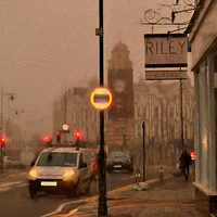 Buy canvas prints of  crouch end N8  painting  of a misty  Autumn monda by Heaven's Gift xxx68