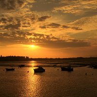 Buy canvas prints of  Sunset at Eastney Portsmouth UK by David Taylor