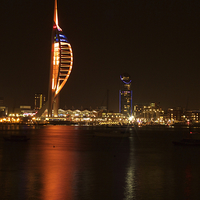 Buy canvas prints of  Spinnaker Tower at night 2 by David Taylor