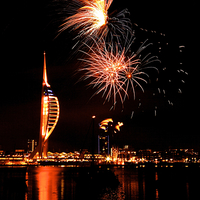 Buy canvas prints of  Spinnaker Tower Fireworks 12 by David Taylor