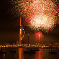 Buy canvas prints of  Spinnaker Tower Fireworks 14 by David Taylor
