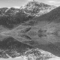 Buy canvas prints of Snowdon in winter black and white by Jonathon barnett