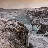 Buy canvas prints of Frozen cliffs at Gullfoss by Jonathon barnett
