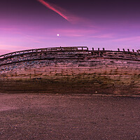 Buy canvas prints of Moon over boat wreck Anglesey by Jonathon barnett