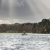 Buy canvas prints of Sunrays above Windermere, Lake District by Jonathon barnett