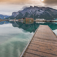 Buy canvas prints of Mountain view Lake Minnewanka, Canada by Jonathon barnett