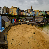 Buy canvas prints of  Rain on Tenby by Sharon Cain